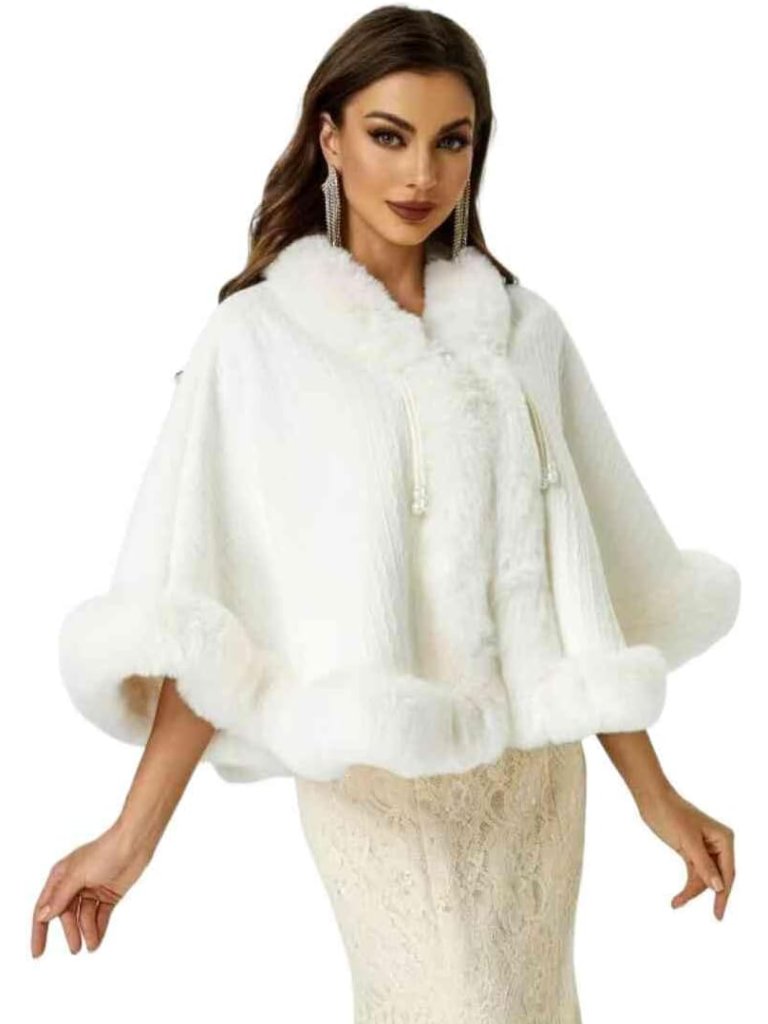 Luxury Faux Fur Shawl For Women Winter Fur Coat Wedding Party Fur Stole Wraps Ca